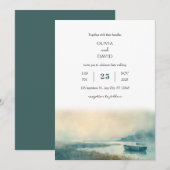 Mysterieuze nautische mistige haven strand bruilof kaart (Voorkant / Achterkant)