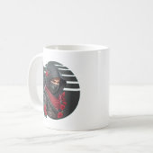 Mysterieuze Ninja Warrior met zwaard en rode sjaal Koffiemok (Voorkant links)