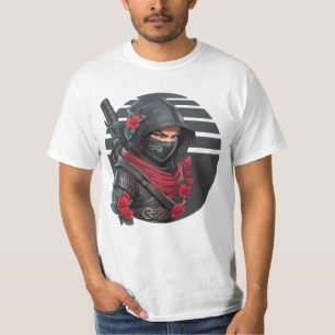 Mysterieuze Ninja Warrior met zwaard en rode sjaal T-shirt