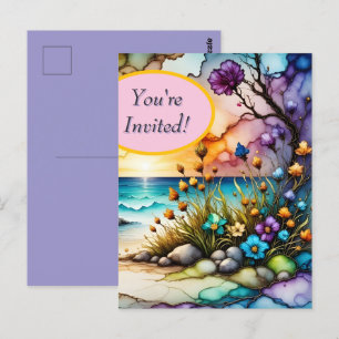 Mysterieuze Portal Floral Ocean Beach Uitnodiging