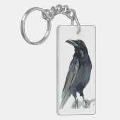 Mysterieuze raafillustratie sleutelhanger (Voorkant Links)