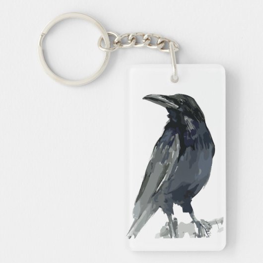Mysterieuze raafillustratie sleutelhanger (Voorkant)
