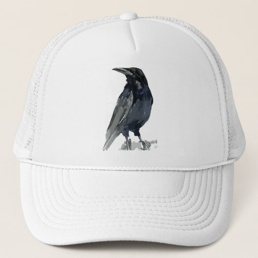 Mysterieuze raafillustratie trucker pet (Voorkant)