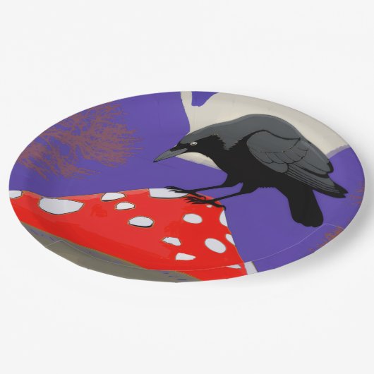 🍽️ Mysterieuze raven papieren borden Papieren Bordje (Gekanteld)