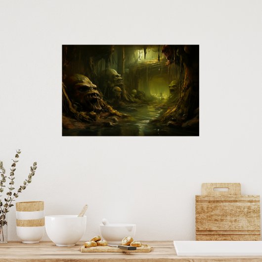 Mysterieuze Retraite in Monster Swamp Poster (Keuken)