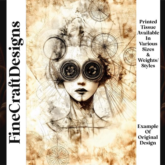 Mysterieuze  Steampunk Lady N5 Decoupage Tissuepapier