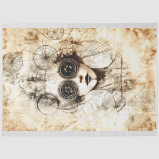 Mysterieuze  Steampunk Lady N5 Decoupage Tissuepapier (Voorkant)