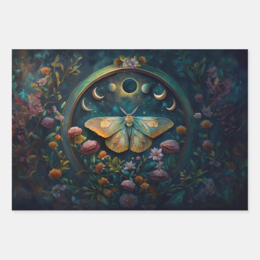 Mysterieuze Twilight Portal, Mystic Floral Fantasy Inpakpapier Vel (Voorkant)