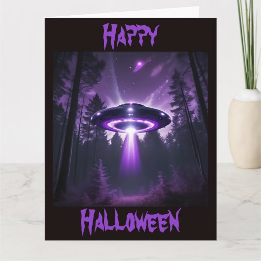 Mysterieuze UFO Halloween Kaart (Voorkant)