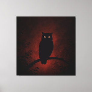 Mysterieuze uil in de nacht canvas afdruk