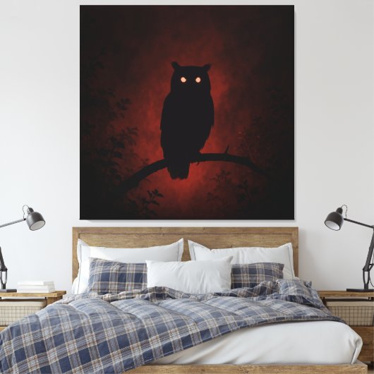Mysterieuze uil in de nacht canvas afdruk (Insitu (Slaapkamer))