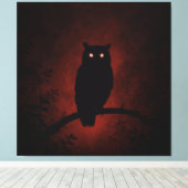 Mysterieuze uil in de nacht canvas afdruk (Insitu (Houten vloer))