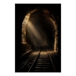 Mysterieuze Verlaten Spoortunnel Licht Poster