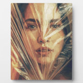 Mysterieuze vrouw achter expressionistische olieve fotoplaat (Voorkant)