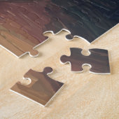 Mysterieuze vrouw achter expressionistische olieve legpuzzel (Zijkant)