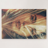 Mysterieuze vrouw achter expressionistische olieve legpuzzel (Horizontaal)