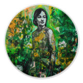 mysterieuze vrouw keramische knop (Voorkant)