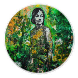 mysterieuze vrouw keramische knop