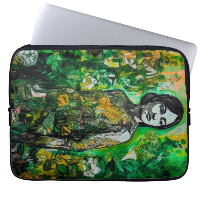mysterieuze vrouw laptop sleeve (Voorkant)
