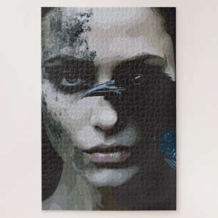 Mysterieuze vrouw met raaf legpuzzel