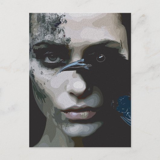 Mysterieuze vrouw met Raven Briefkaart (Voorkant)