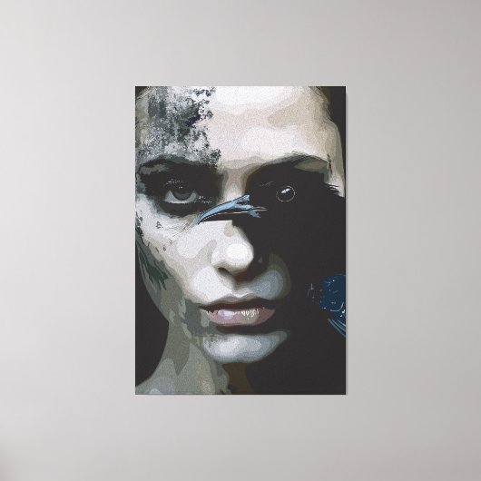 Mysterieuze vrouw met Raven Canvas Afdruk (Voorkant)