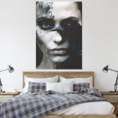 Mysterieuze vrouw met Raven Canvas Afdruk (Insitu (Slaapkamer))