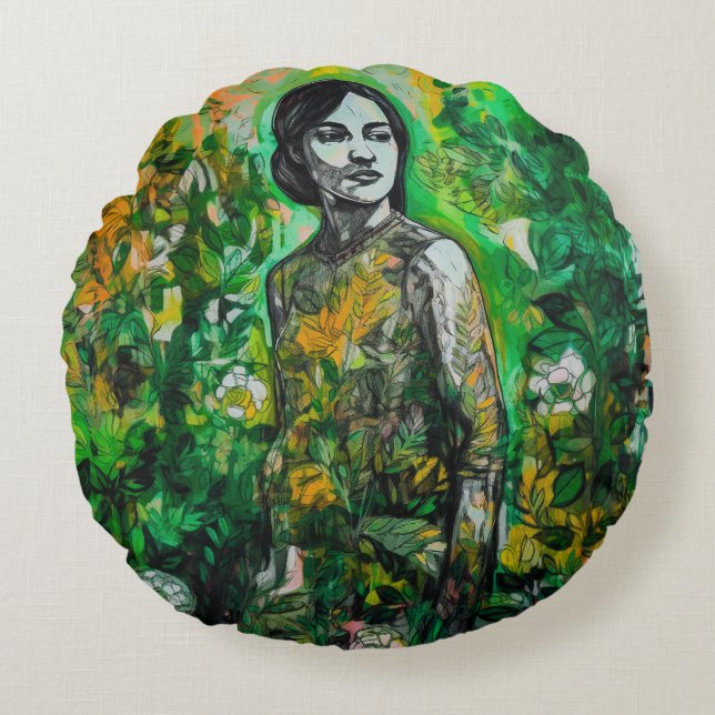 mysterieuze vrouw rond kussen (Voorkant)