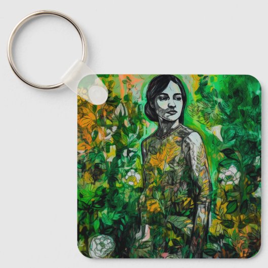 mysterieuze vrouw sleutelhanger (Voorkant)