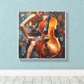 mysterieuze vrouw spelen cello canvas afdruk (Insitu (Houten vloer))