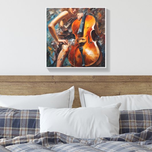 mysterieuze vrouw spelen cello canvas afdruk (Insitu (Slaapkamer))