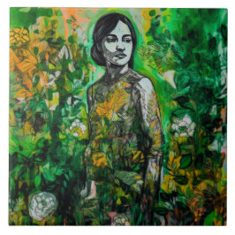 mysterieuze vrouw tegeltje