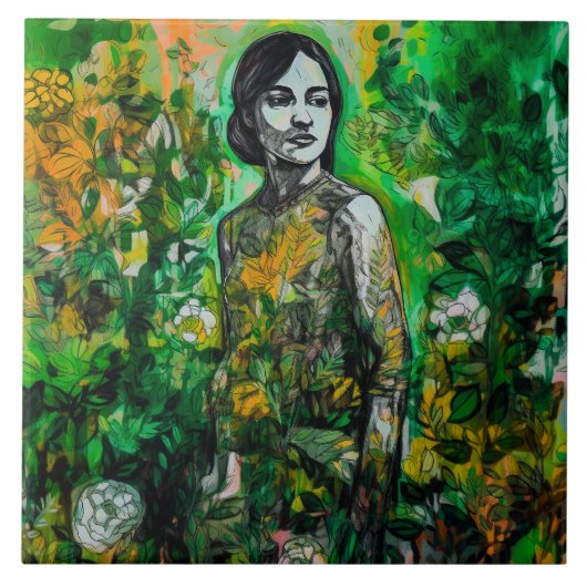 mysterieuze vrouw tegeltje (Voorkant)