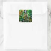 mysterieuze vrouw vierkante sticker (Tas)