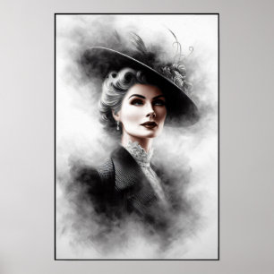 Mysterieuze vrouwelijk portretkunst uit de jaren 4 poster