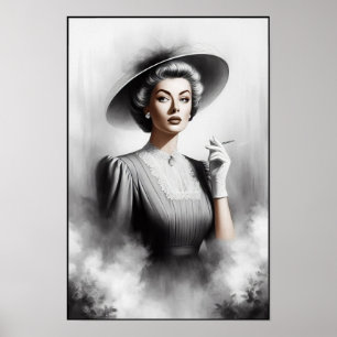 Mysterieuze vrouwelijk portretkunst uit de jaren 4 poster