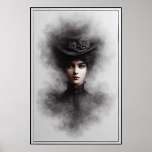 Mysterieuze vrouwelijke portretkunst uit het Victo Poster