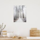 Mysterieuze weg in een bevroren broos bos poster (Keuken)