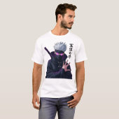 Mysterieuze witharige Ninja met gloeiende ogen T-shirt (Voorkant volledig)