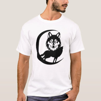 Mysterieuze Wolf Silhouette in Natuur met Night Po T-shirt