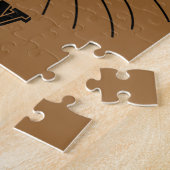 Mysterieuze zwarte kat gezicht bruine puzzel (Zijkant)