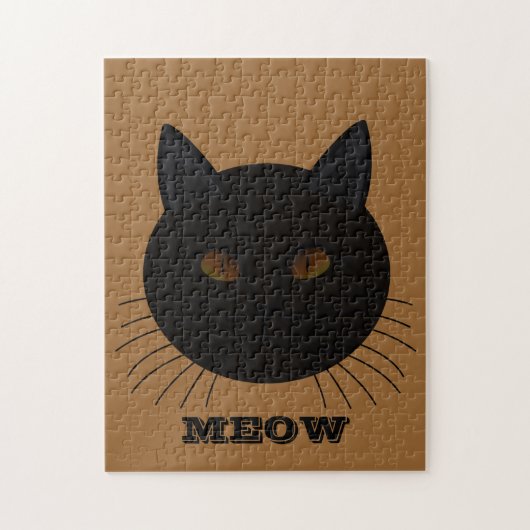 Mysterieuze zwarte kat gezicht bruine puzzel (Verticaal)
