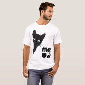 Mysterieuze zwarte kat - minimalistisch ontwerp t-shirt (Voorkant volledig)