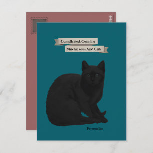 Mysterieuze Zwarte Kat Quote Persoonlijk Blauwgroe Briefkaart