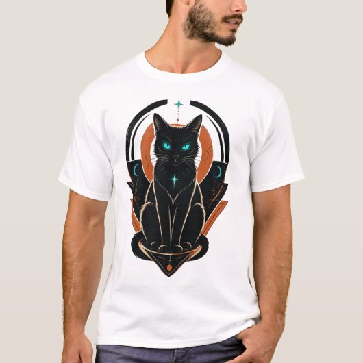 Mysterieuze Zwarte Kat T-shirt (Voorkant)