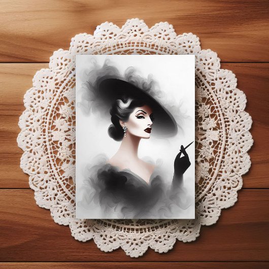 Mysterious 1940's Female Portrait Art Briefkaart