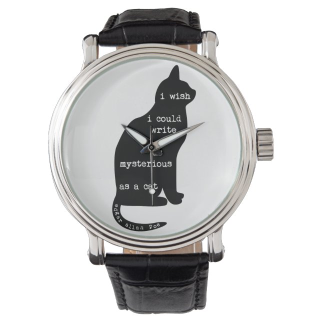 Mysterious als Cat Edgar Allan Poe Quote Horloge (Voorkant)