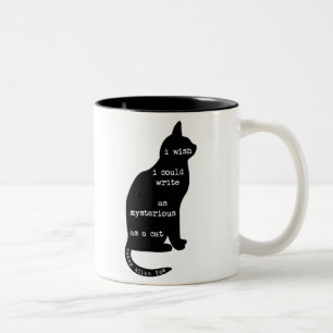 Mysterious als Cat Edgar Allan Poe Quote Tweekleurige Koffiemok
