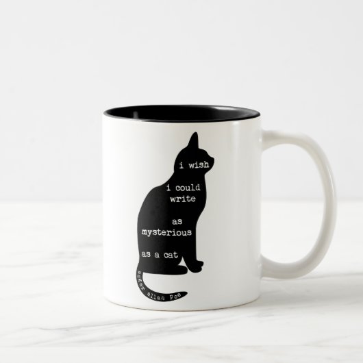Mysterious als Cat Edgar Allan Poe Quote Tweekleurige Koffiemok (Rechts)