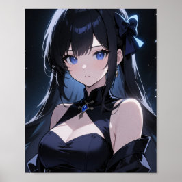  Mysterious anime girl with blue eyes Poster